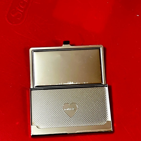 Brighton Credit/Business Metal Card Case Black Leather Love HeartsRhinestones - Picture 2 of 2